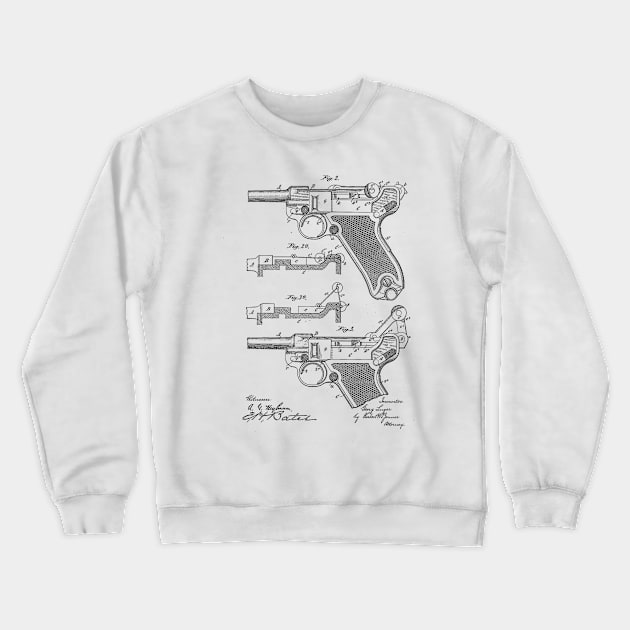 Gun Design Vintage Patent Hand Drawing Crewneck Sweatshirt by TheYoungDesigns